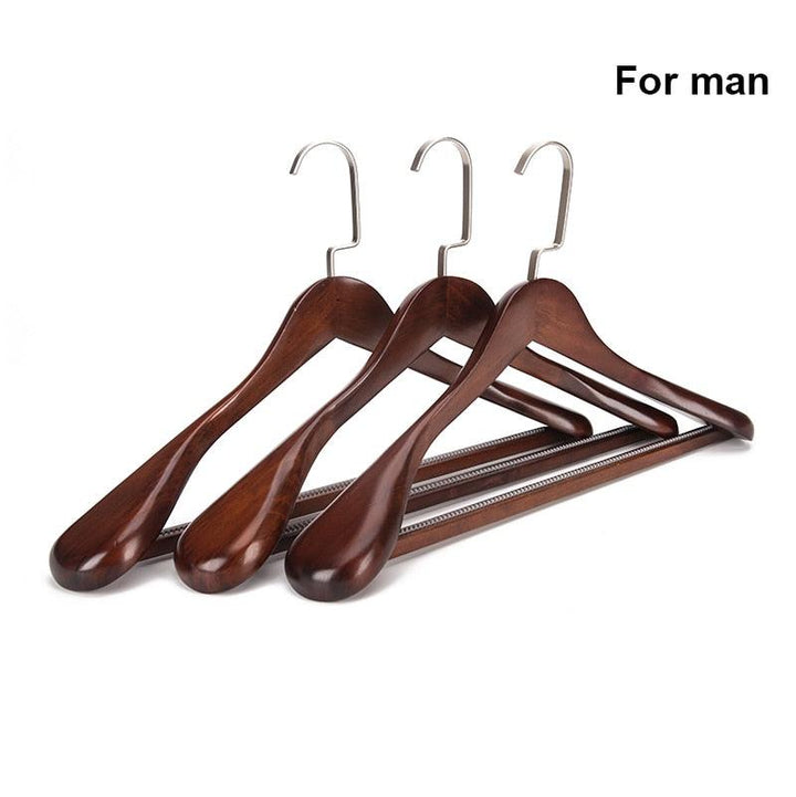 Lisslune | Elegant Botanica Lotus Wood Suit Hanger Collection with Wide Shoulders and Non-Slip Rod