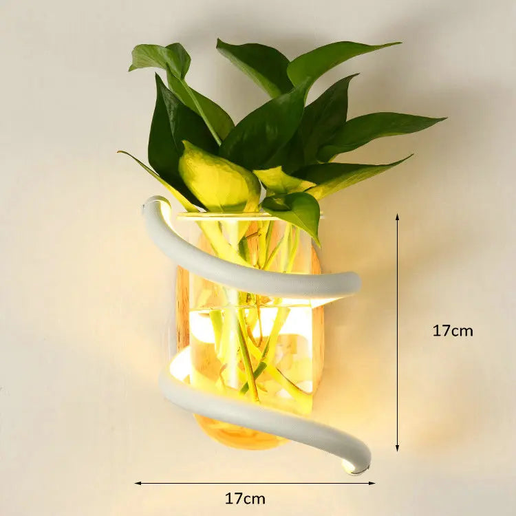 Lisslune | Nordic Unique Wooden Outdoor Wall Vase Lamp