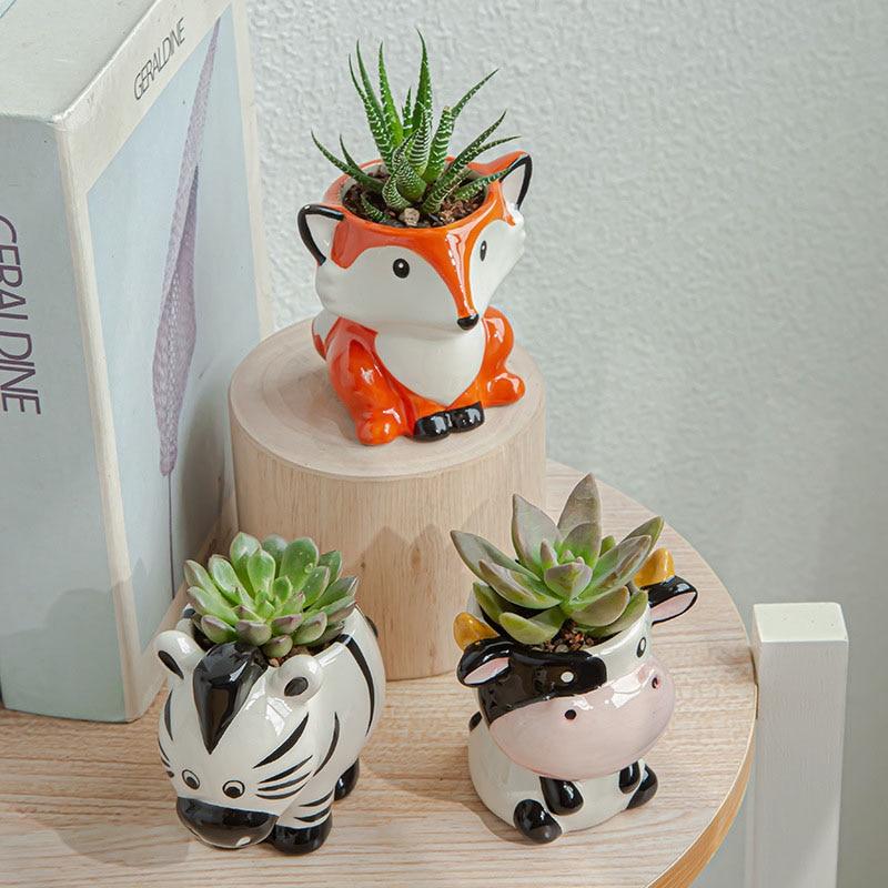 Lisslune | Cartoon Animal Motif Ceramic Flower Pot for Succulents