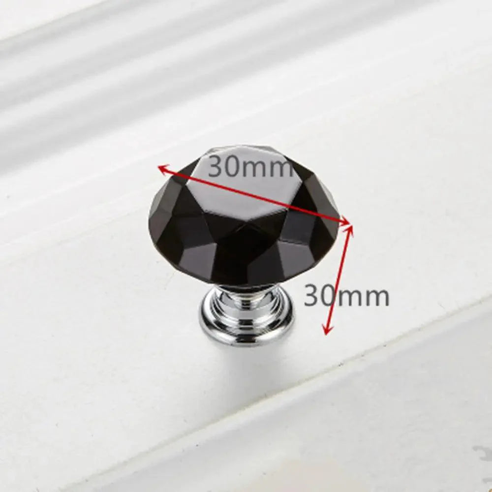 Lisslune | Elegant 30mm Diamond Crystal Glass Cabinet and Drawer Handles for a Glamorous Touch