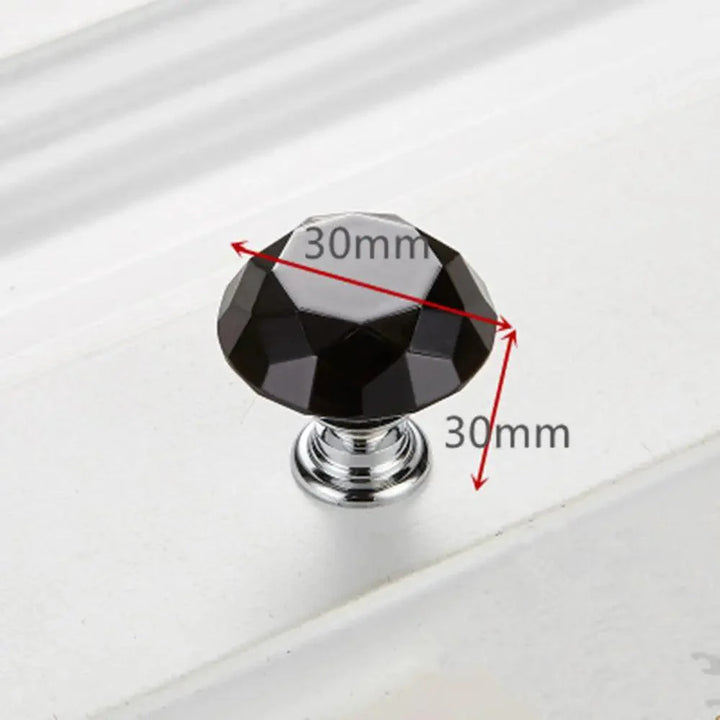 Lisslune | Elegant 30mm Diamond Crystal Glass Cabinet and Drawer Handles for a Glamorous Touch