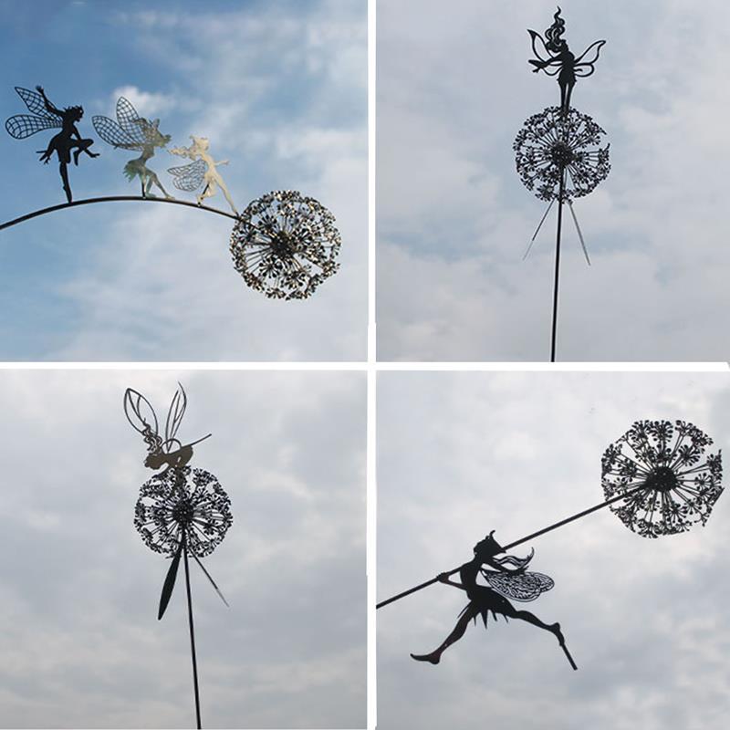 Lisslune | Fairies and Dandelions Dancing Together Sculpture for Outdoor Garden