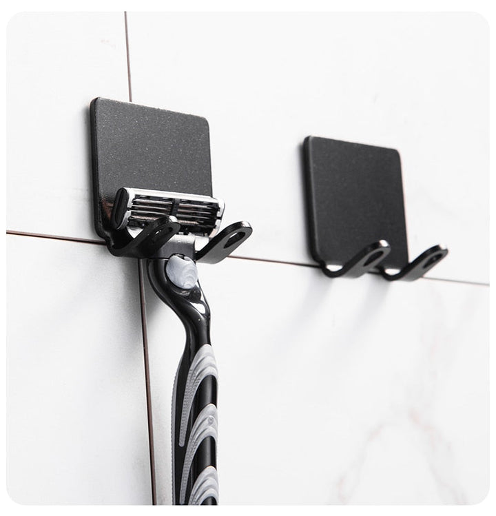 Lisslune | Punch-free Razor Holder Storage Hook (1/2/3 Pieces) - Wall Mounted Men's Razor Shelf for the Bathroom