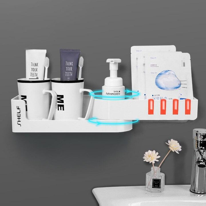 Lisslune | Rotating Corner Wall Storage Shelf with Hooks for Smart Bathroom and Kitchen Organization