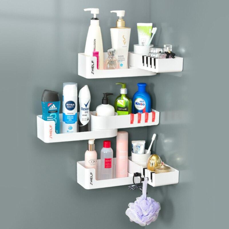 Lisslune | Rotating Corner Wall Storage Shelf with Hooks for Smart Bathroom and Kitchen Organization