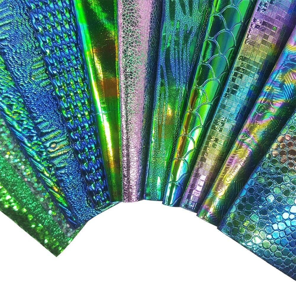 Lisslune | Lustrous Green Glitter Snake Skin Synthetic Leather Bow Craft Kit