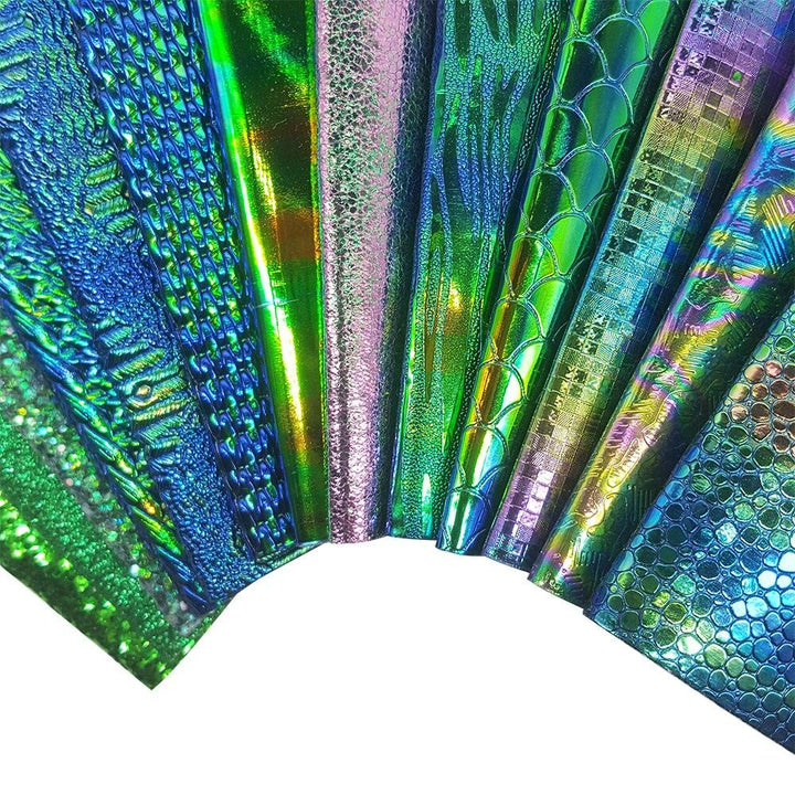 Lisslune | Lustrous Green Glitter Snake Skin Synthetic Leather Bow Craft Kit