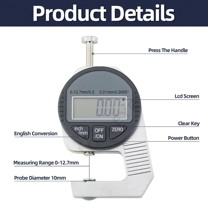 Lisslune | High-Sensitivity Digital Thickness Measuring Tool