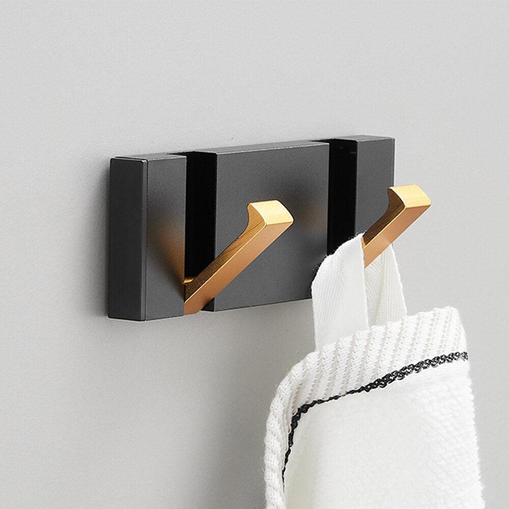 Lisslune | Modern Black Gold Compact Folding Towel Holder