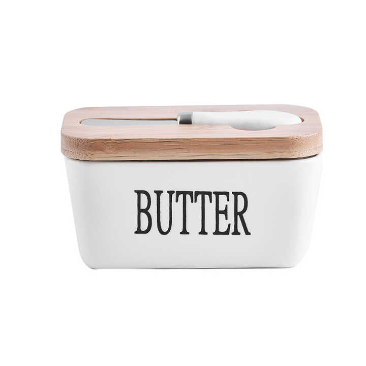 Lisslune | Rectangular Ceramic Butter Dish Sealed Storage Container Western Cheese Jug Butter Glass for Storage for Restaurant 15x8.5 cm