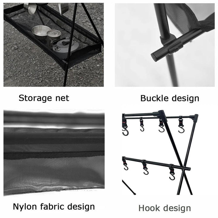 Lisslune | Compact Folding Aluminum Camping Cooking Shelf and Organizer for Outdoor Fun