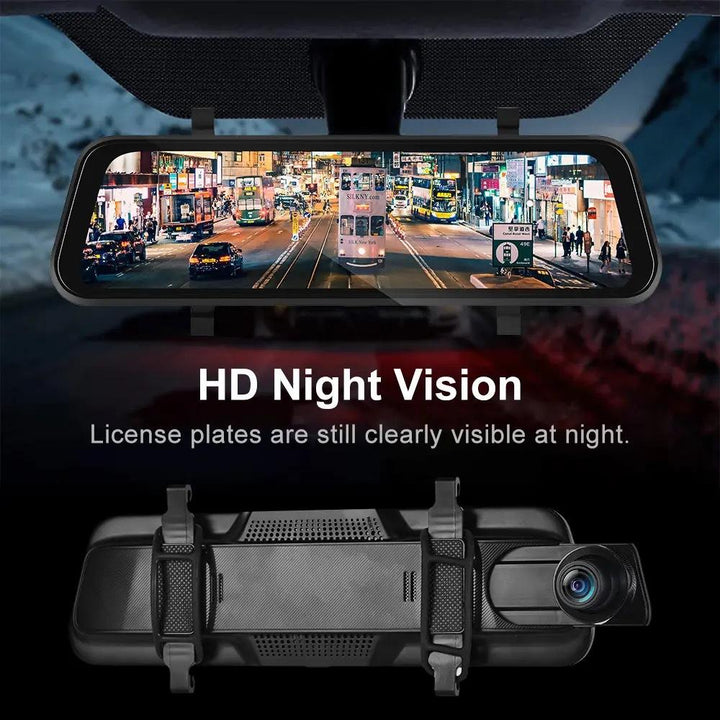 Lisslune | VisionMirror Pro – Ultra HD Mirror Dash Cam with Wireless CarPlay & Android Auto