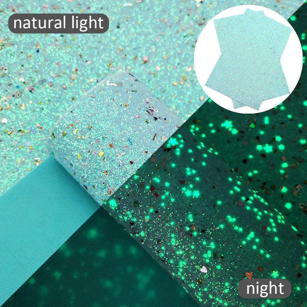 Lisslune | Luminous Sparkle Chunky Glitter Synthetic Leather Fabric - Crafting Magic