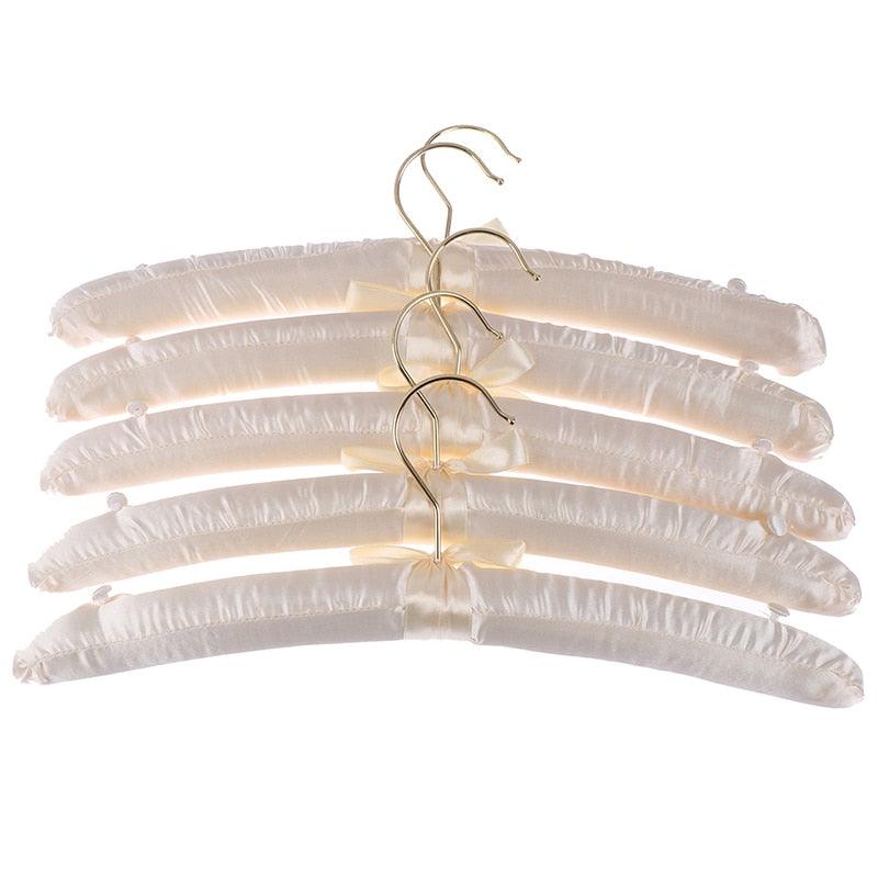 Lisslune | Chic Beige and White Satin Padded Hanger Collection - Elevate Your Wardrobe Aesthetics