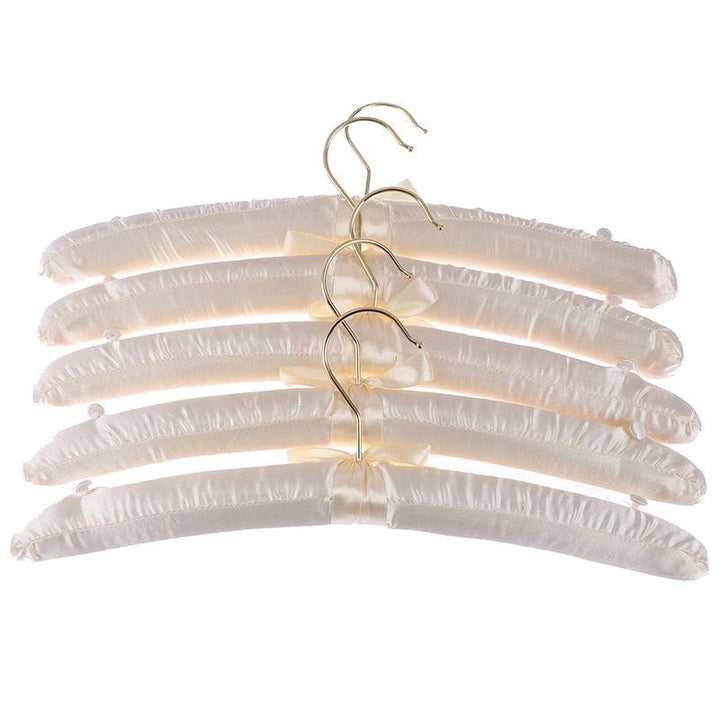 Lisslune | Chic Beige and White Satin Padded Hanger Collection - Elevate Your Wardrobe Aesthetics