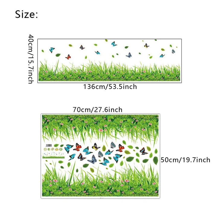 Lisslune | Serene Springtime Butterfly Green Grass Wall Stickers