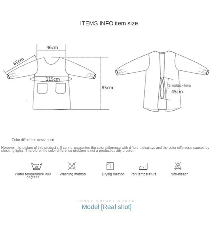 Lisslune | Cute Long Sleeve Waterproof Kitchen Apron