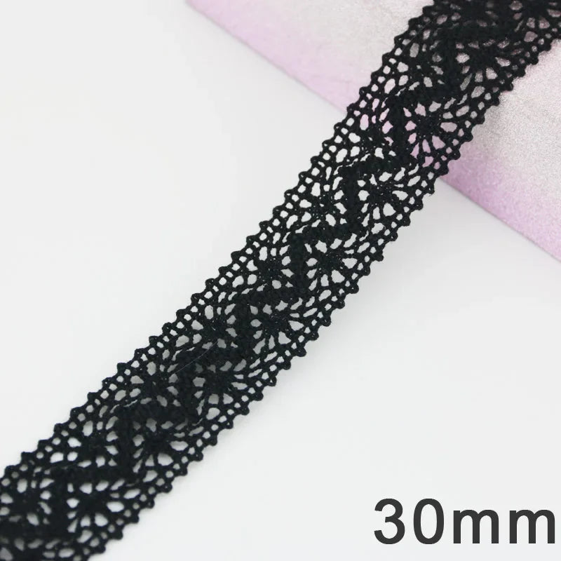 Rynx | (5 meters/roll) black lace fabric cotton embroidery trim DIY sewing handmade craft ribbons materials