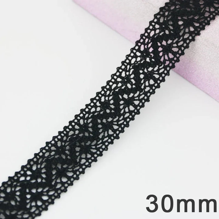 Rynx | (5 meters/roll) black lace fabric cotton embroidery trim DIY sewing handmade craft ribbons materials