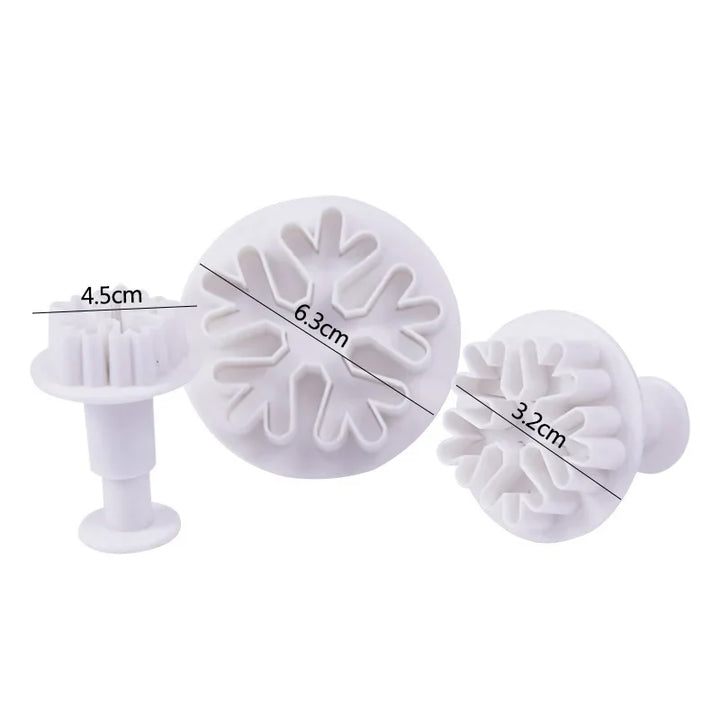 Rynx 3-piece set snowflake cutter fondant cookie mold cake decoration tool stamp cutter home decor baking accessories
