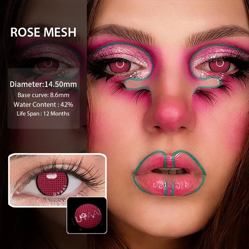 Rynx | 1 Pair Anime Cosplay Contact Lenses Color Contact Lenses Anime Lenses Red Lenses White Lenses Anime Accessories Pink Lenses
