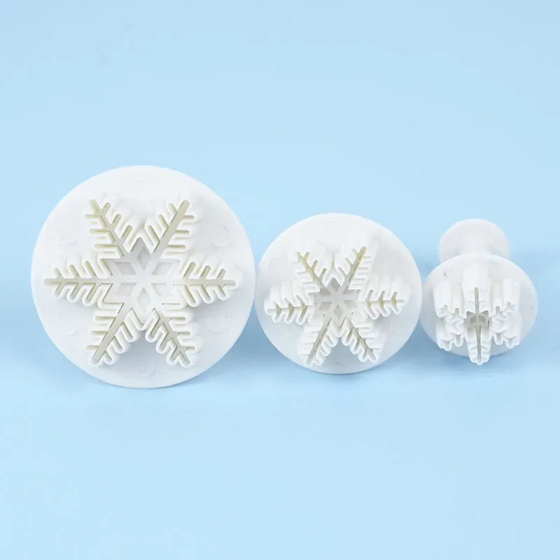 Rynx 3-piece set snowflake cutter fondant cookie mold cake decoration tool stamp cutter home decor baking accessories