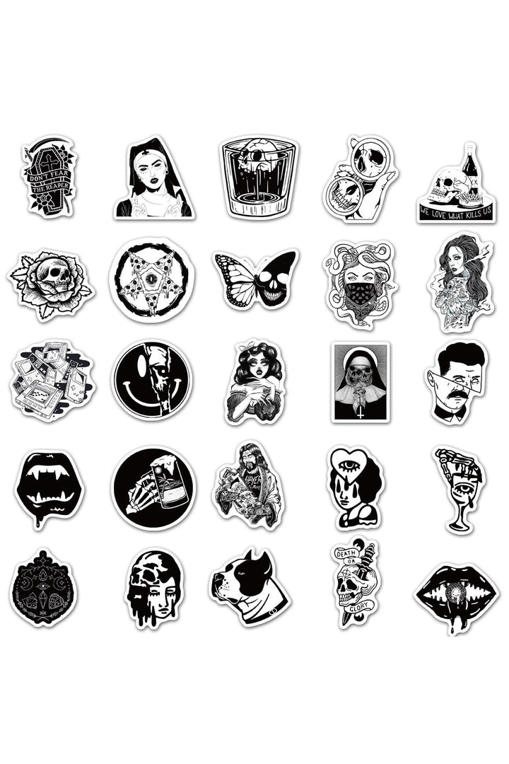 Lisslune | Black and white scrapbook stickers