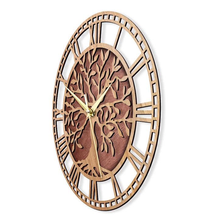 Lisslune | WoodArt | Rustic wall clock made of wood in vintage style