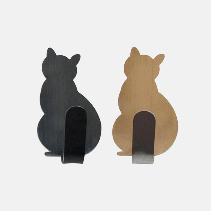 Lisslune | 2 self-adhesive cat wall hooks made of stainless steel