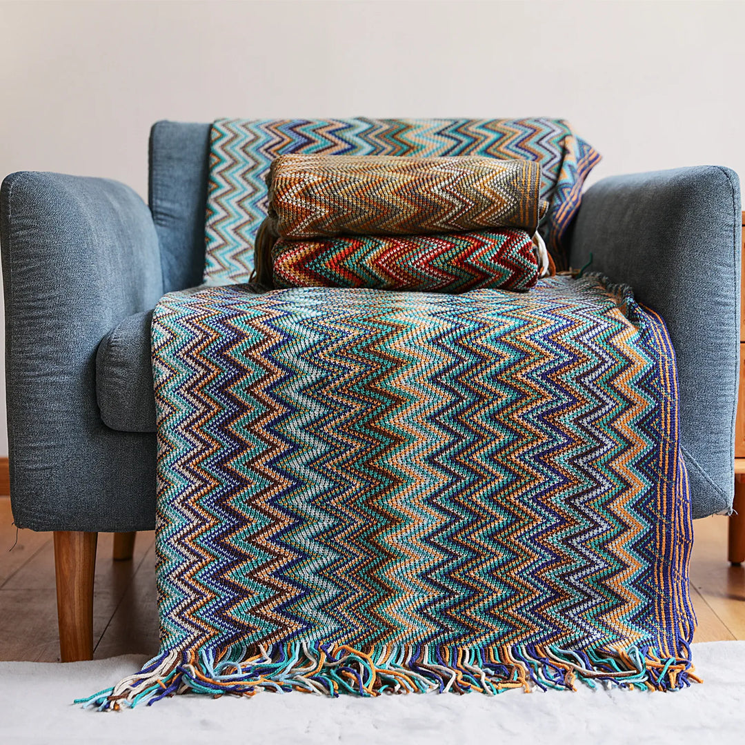 Rynx | Textile City Bohemia Style Embroidered Blanket Winter Warm Cozy Pashmina Fringe Throw Hotel Sofa Decoration Bedspread 130x230cm
