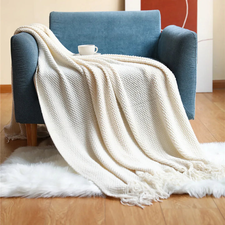 Rynx | Textile City Winter Hotel Decor Sofa Cover Acrylic Knitted Tassels Thickened Soft Warm Throw Blanket for Fireplace
