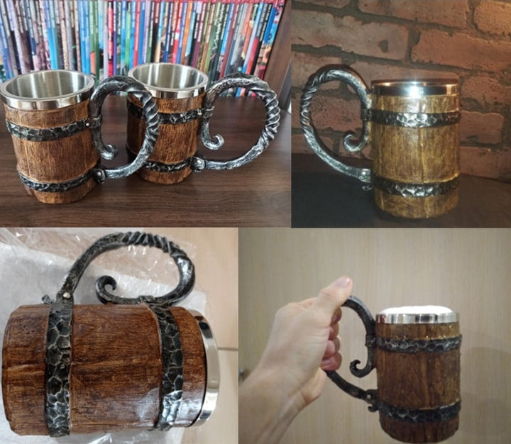 Lisslune | Ancient Time Stainless Steel Wooden Mug