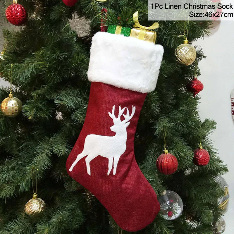 Rynx Knitted Christmas Stocking Socks Bag New Year's Gift Candy Bag Christmas Decorations For Home Xmas Tree Hanging Decorations Natal
