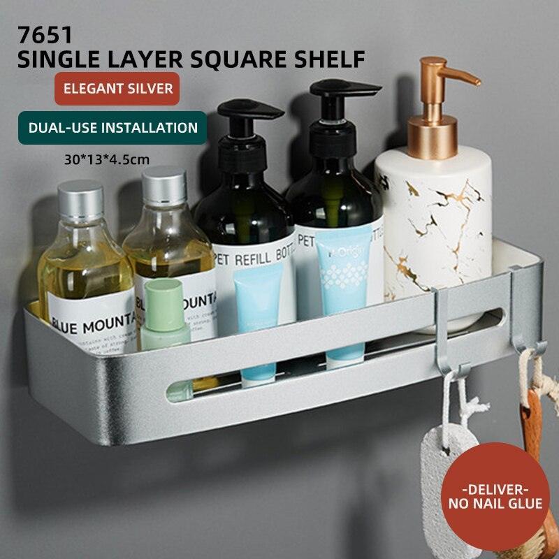 Lisslune | Stylish Wall-Mounted Bathroom Organizer in Premium Space Aluminum: A Luxury Storage Solution