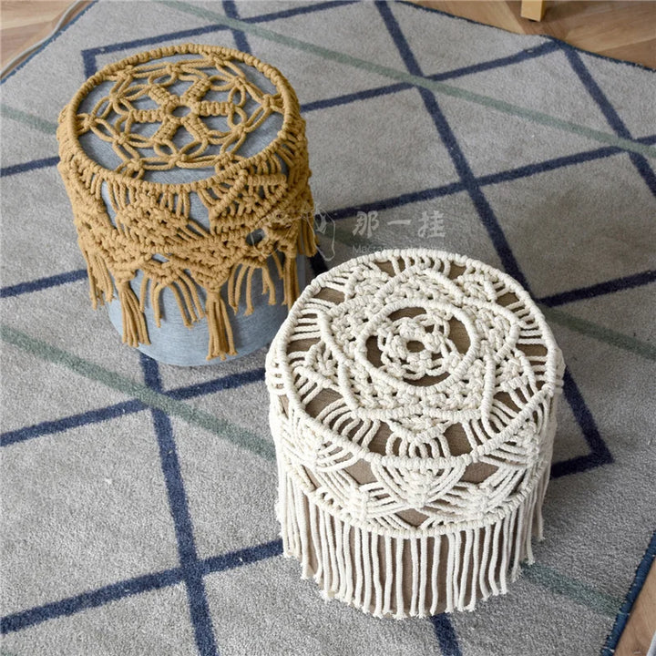 Rynx | Macramé round chair covers handwoven cotton Cope tassel hanging tapestry sofa low stool chair cover Boho decor