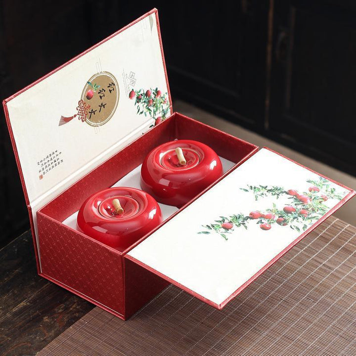 Lisslune | Charming red apple ceramic kitchen storage container