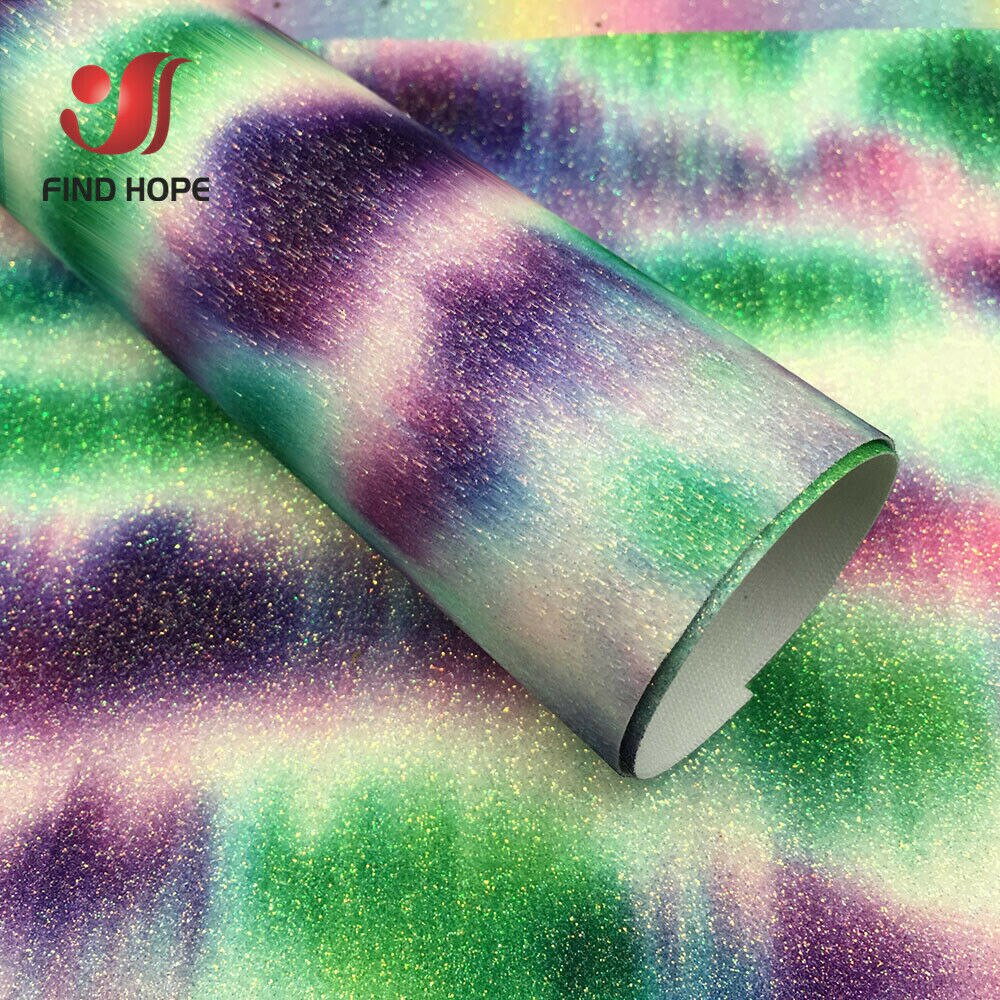 Lisslune | Glittery Rainbow Craft Fabric - 20x30cm Iridescent Art Supplies