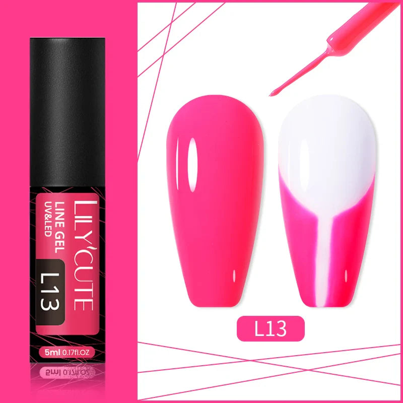 Rynx | 5ml Line Nail Art Polish Liner Pen Gel with Brush Varnish Semi Permanent Gel Nail Polish Wire Drawing Line Nail Art Tool