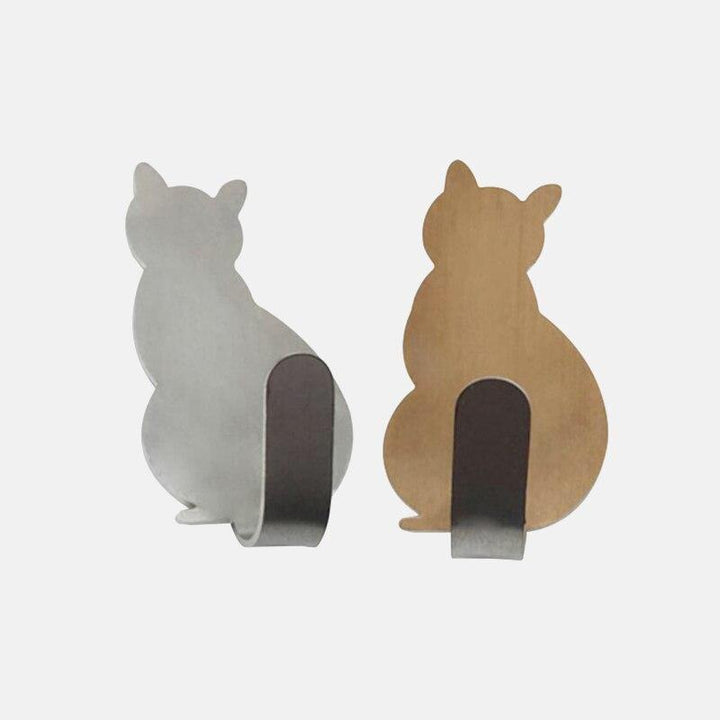 Lisslune | 2 self-adhesive cat wall hooks made of stainless steel