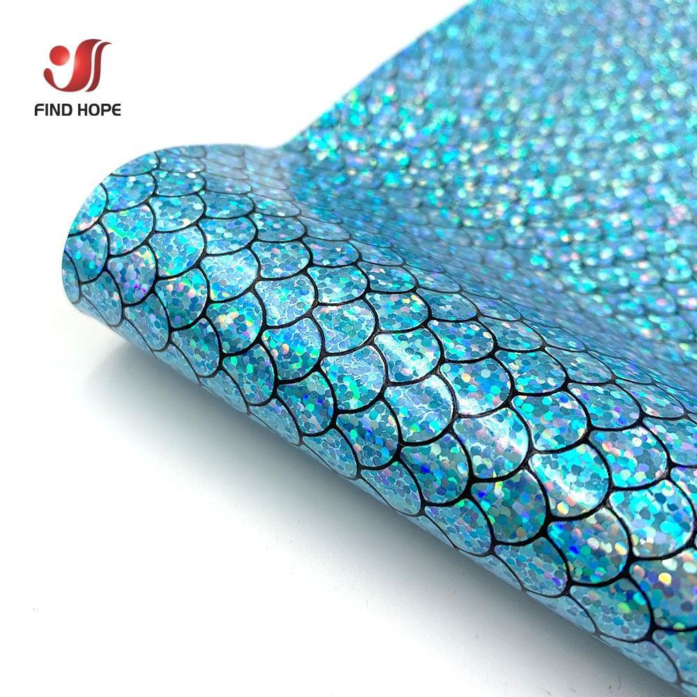 Lisslune | Enchanted holographic mermaid scales PU synthetic leather for creative DIY projects