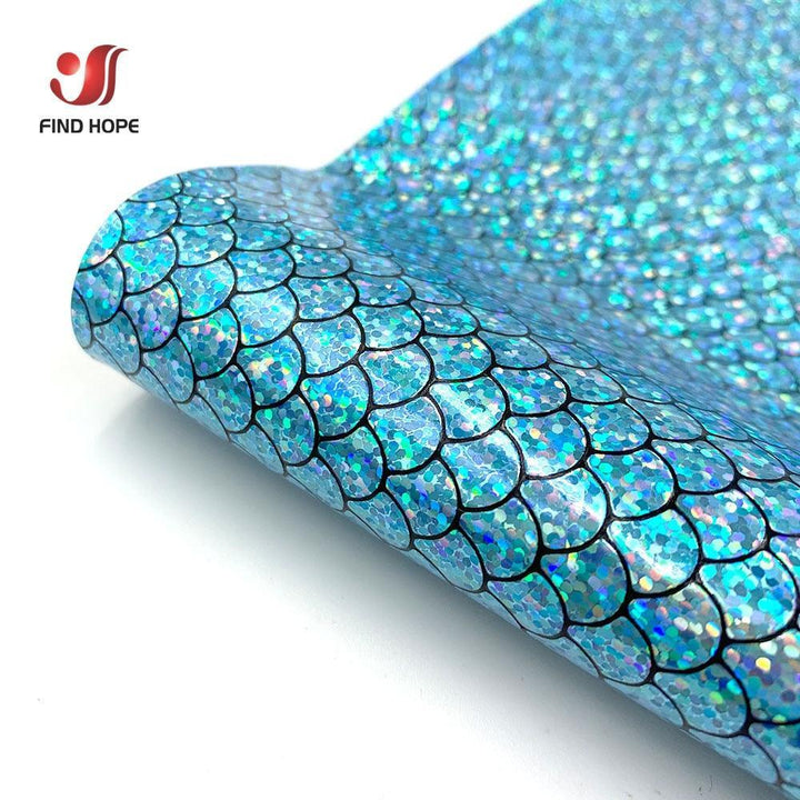 Lisslune | Enchanted holographic mermaid scales PU synthetic leather for creative DIY projects