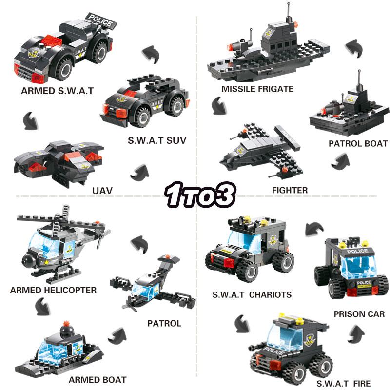 Lisslune | 8 IN 1 City Police Truck Station Building Block Series SWAT Toy Gift For Kids