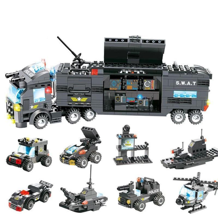 Lisslune | 8 IN 1 City Police Truck Station Building Block Series SWAT Toy Gift For Kids