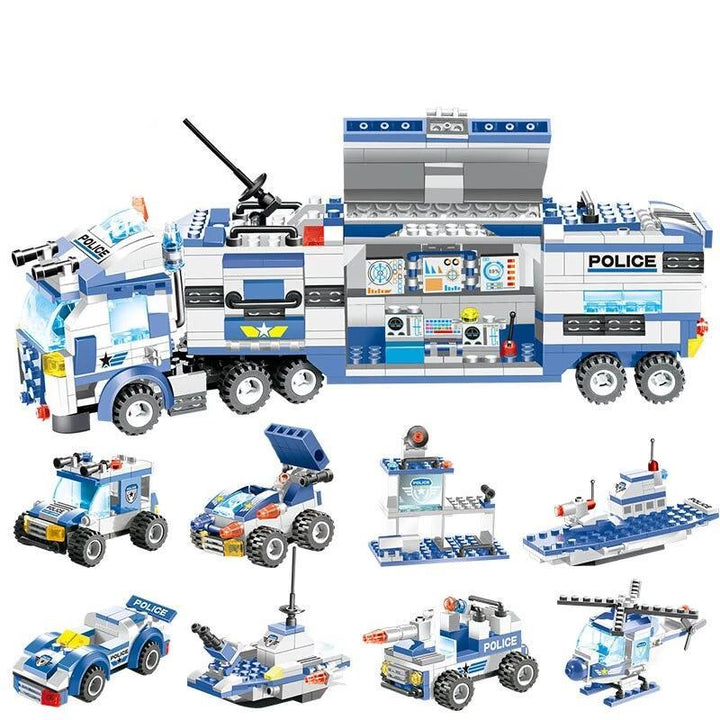 Lisslune | 8 IN 1 City Police Truck Station Building Block Series SWAT Toy Gift For Kids