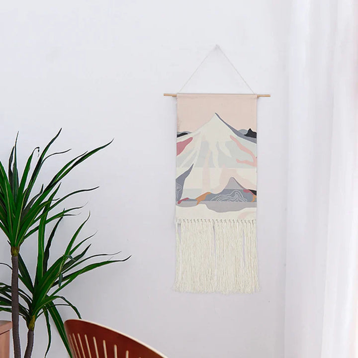 Rynx | Macramé Landscape Wall Tapestry with Handmade Tassels Dormitory Hotel Wall Fabric Blanket Cover Decoration Home Stay Aesthetic Decoration