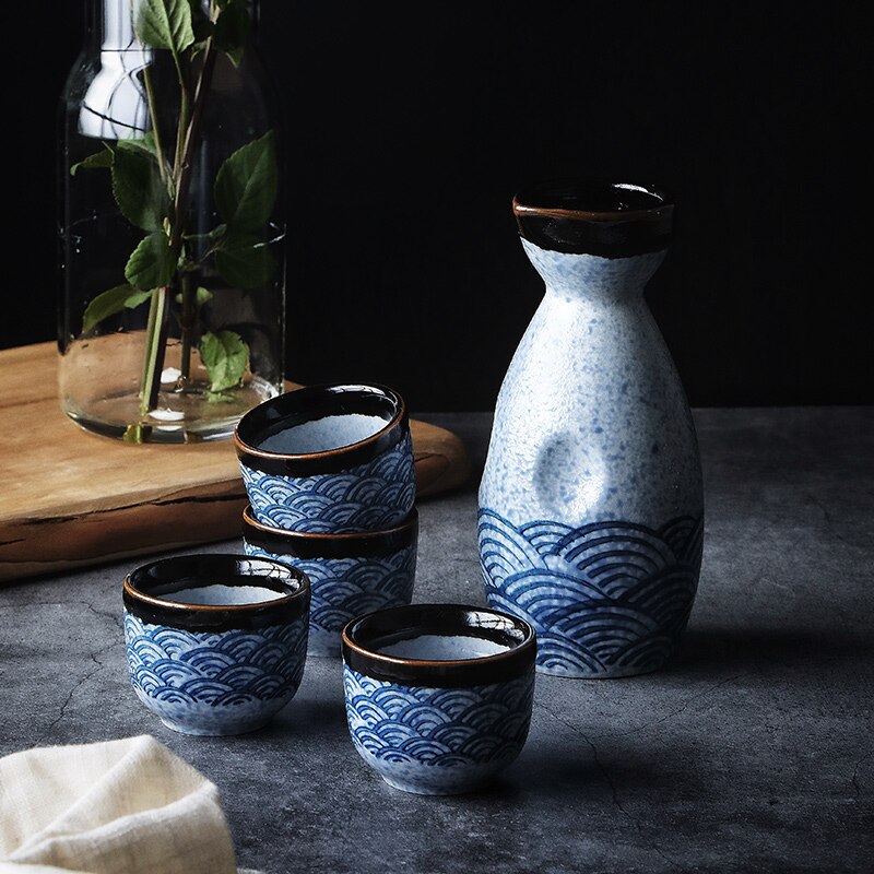 Lisslune | Sake wine in Japanese style, warm Chinese wine set, home ceramic sake wine set for ladies