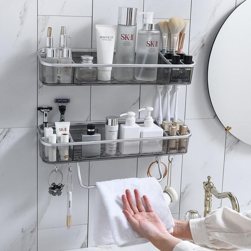 Lisslune | Modern gray triangular bathroom shelf - Slim plastic organizer solutions