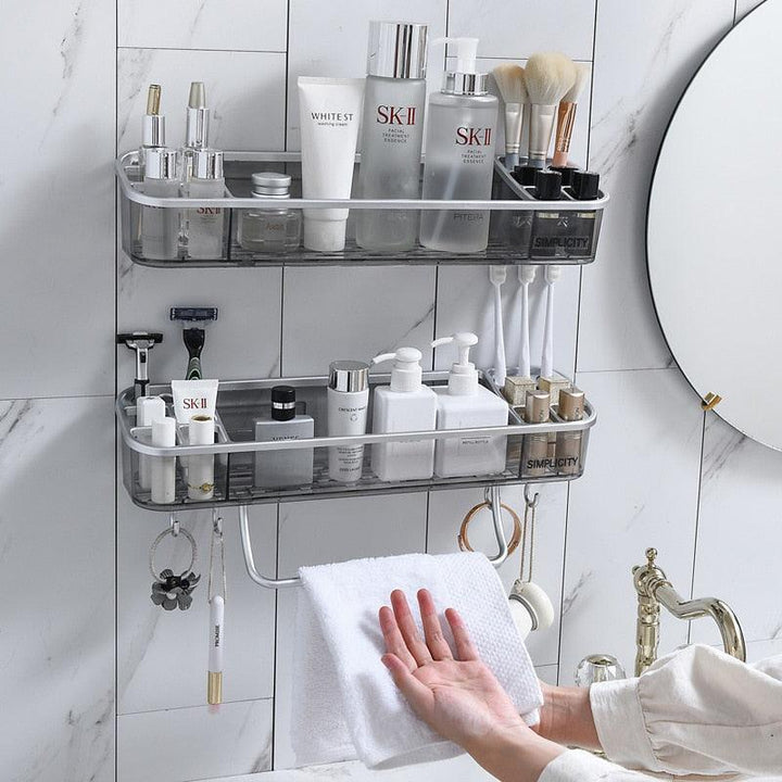 Lisslune | Modern gray triangular bathroom shelf - Slim plastic organizer solutions