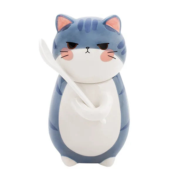 Lisslune | Lucky Cat Ceramic Coffee Mug with Spoon