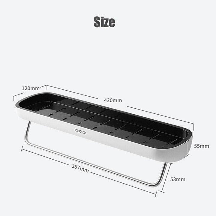 Lisslune | Modern Wall-Mounted Bathroom Organizer with Integrated Towel Holder | Drill-Free Shower Storage Solutions
